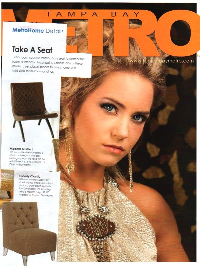 Our Danforth Chair and Audrey Chair featured in this month's issue of Tampa Bay Metro!