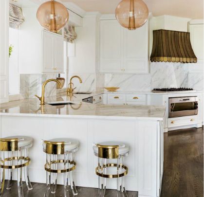 gold + white kitchen